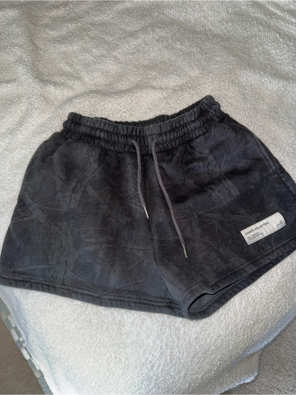 Women's Black Tie-Dye Athletic Drawstring Shorts